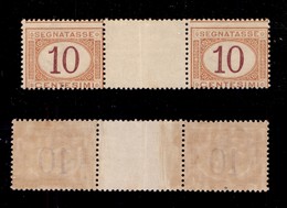 0249 REGNO - 1890 - 10 Cent (21-Segnatasse) - Coppia Con Interspazio Al Centro - Gomma Integra (1.650) - Sonstige & Ohne Zuordnung