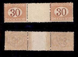 0251 REGNO - 1890 - 30 Cent (23-Segnatasse) - Coppia Con Interspazio Al Centro - Gomma Integra (1.650) - Autres & Non Classés