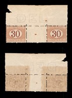 0252 REGNO - 1890 - 30 Cent (23 Segnatasse) - Coppia Angolare Con Interspazio Al Centro - Gomma Integra (1.650) - Other & Unclassified