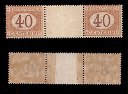 0254 REGNO - 1890 - 40 Cent (24-Segnatasse) - Coppia Orizzontale Con Interspazio Al Centro - Gomma Integra (1.650) - Autres & Non Classés