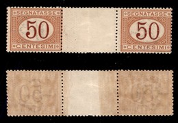 0256 REGNO - 1890 - 50 Cent (25-Segnatasse) - Coppia Con Interspazio Al Centro - Gomma Integra (1.650) - Other & Unclassified