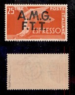 0326 TRIESTE - ZONA A  - 1947 - 25 Lire (2-Espressi) - Filigrana Lettere Centrali (16/10) - Gomma Integra - Andere & Zonder Classificatie