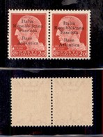 0336 EMISSIONI LOCALI - BASE ATLANTICA - 1943 - 20 Cent (8g+8) Con L Diversa In Coppia Col Normale - Gomma Integra (480+ - Altri & Non Classificati