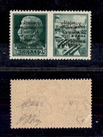 0341 EMISSIONI LOCALI - BASE ATLANTICA - 1943 - Doppia Soprastampa (diritta E Capovolta) 25 Cent Marina (12a) - Leggera  - Altri & Non Classificati