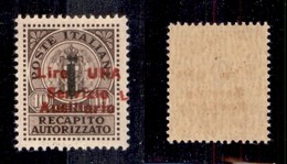 0349 EMISSIONI LOCALI - GUIDIZZOLO - 1945 - 1 Lira Su 10 Cent (2b) Con Doppia Soprastampa (obliqua-solo L A Destra) - Pr - Autres & Non Classés