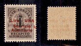 0349 EMISSIONI LOCALI - GUIDIZZOLO - 1945 - 1 Lira Su 10 Cent (2b) Con Doppia Soprastampa (obliqua-solo L A Destra) - Pr - Sonstige & Ohne Zuordnung