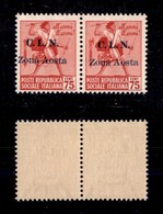 0359 EMISSIONI LOCALI - AOSTA - 1944 - 75 Cent (3) - Coppia Orizzontale Con Soprastampa Spostata A Sinistra + Normali -  - Altri & Non Classificati