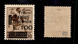 0379 EMISSIONI CLN - PIACENZA - 1945 - 100 Lire Su 30 Cent Tamburino (tipo Errani 97) Con Filigrana Corona - Gomma Integ - Sonstige & Ohne Zuordnung