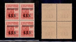 0390 EMISSIONI CLN - TORINO - 1945 - 20 Cent (Errani 4b) In Quartina Con Soprastampa Molto Spostata In Basso - Gomma Int - Altri & Non Classificati