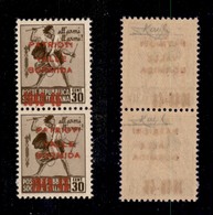 0403 EMISSIONI CLN - VALLE BORMIDA - 1945 - 30 Cent (4A) - Coppia Verticale Con Soprastampe Disallineate (spostata A Sin - Andere & Zonder Classificatie