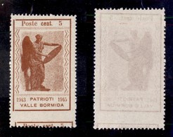 0409 EMISSIONI CLN - VALLE BORMIDA - 1945 - 5 Cent (9gd) Con Parte Del Valore Ripetuto In Basso - Sempre Senza Gomma - N - Sonstige & Ohne Zuordnung