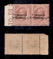 0423 OCCUPAZIONI - TRENTINO - 1918 - 10 Cent (22ba) Con Doppia Soprastampa (una A Sinistra-ridentina T) In Coppia Orizzo - Other & Unclassified
