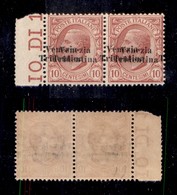 0423 OCCUPAZIONI - TRENTINO - 1918 - 10 Cent (22ba) Con Doppia Soprastampa (una A Sinistra-ridentina T) In Coppia Orizzo - Sonstige & Ohne Zuordnung