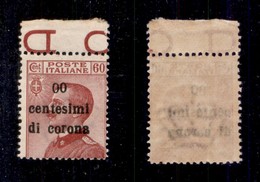 0455 OCCUPAZIONI - TRENTO E TRIESTE - 1919 - 60 Cent Su 60 (10l) - Cifra 00 - Gomma Integra (600) - Other & Unclassified