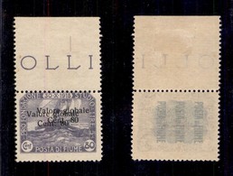 0458 OCCUPAZIONI - FIUME - 1919 - 80 Cent Valore Globale (94ca) Con Doppia Soprastampa (una A Sinistra) - Gomma Integra  - Andere & Zonder Classificatie