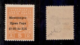 0488 OCCUPAZIONI - MONTENEGRO - 1941 - 5 Din (4-Segnatasse) - Errore X1X (non Catalogato) - Gomma Integra - Chiavarello  - Autres & Non Classés