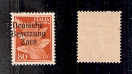 0492 OCCUPAZIONI - ZARA - 1943 - 80 Cent (4bb-Aerea) Con Soprastampa A Sinistra (B Sulla Dentellatura) - Gomma Integra ( - Autres & Non Classés