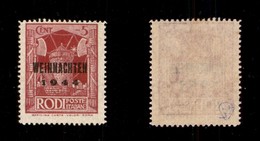 0526 COLONIE ITALIANE - EGEO - Occup.Tedesca - Rodi - 1944 - 5 Cent Natale (9) - Gomma Integra (500) - Sonstige & Ohne Zuordnung