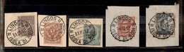 0534 COLONIE ITALIANE - LINDOS - Isola Di Rodi (ottobre 1912) - Cinque Frammenti Con Valori Di Regno (58/69+81/82+96) - Other & Unclassified