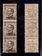 0535 COLONIE ITALIANE - LIPSO - 1912 - 40 Cent (6+6a+6) - Striscia Verticale Di Tre Con Varietà Al Centro - Gomma Integr - Altri & Non Classificati