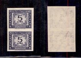 0650 REPUBBLICA - 1947 - 5 Lire (111/IIb-Segnatasse) - Coppia Non Dentellata - Gomma Integra (600) - Other & Unclassified