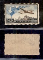 0673 SAN MARINO - 1951 - 1000 Lire Bandiera (99-Aerea) - Sottile Piega Naturale Di Carta In Verticale Al Centro - Gomma  - Autres & Non Classés