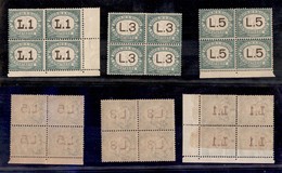 0684 SAN MARINO - 1924 - Segnatasse - 3 Valori (15/17) In Quartine - Gomma Integra - Rare (2.850) - Andere & Zonder Classificatie