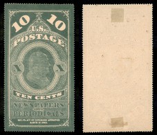 0762 OLTREMARE - STATI UNITI - 1865 - 10 Cent (2a - Per Giornali) - Nuovo Senza Gomma (200) - Andere & Zonder Classificatie