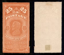 0763 OLTREMARE - STATI UNITI - 1865 - 25 Cent (3a - Per Giornali) - Nuovo Senza Gomma - Dentellatura Difettosa A Destra  - Altri & Non Classificati