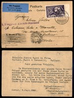 0892 ITALIA - POSTA AEREA - 1925 (9 Settembre) - Zurigo Milano (42 - Longhi 1392/25LVa) - Cartolina Del Volo - Other & Unclassified