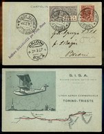 0936 ITALIA - POSTA AEREA - 1927 (24 Marzo) - Trieste Zara (Longhi 1702/27TZa) - Aerogramma Per Brioni - Longhi - Autres & Non Classés