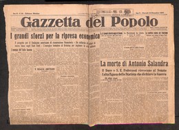 1062 ITALIA - POSTA AEREA - 1931 - Trasportato Per Via Aerea (Longhi 4061/31GId) - La Gazzetta Del Popolo Del 10 Dicembr - Other & Unclassified