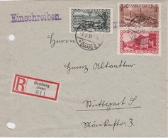 SARRE 1935 LETTRE RECOMMANDEE DE HOMBURG AVEC CACHET ARRIVEE STUTTGART - Briefe U. Dokumente