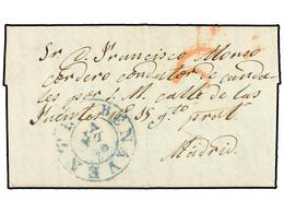 23 ESPAÑA: PREFILATELIA. 1841. BENAVENTE A MADRID. Marca Circular<B> BENAVENTE/CA.LA.VA.</B> En Azul. MUY BONITA. - Autres & Non Classés