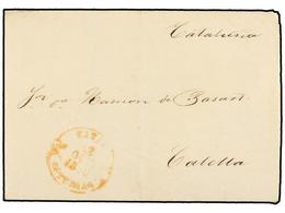 27 ESPAÑA: PREFILATELIA. 1850. NAVIA A CALELLA. Fechador<B> NAVIA/ASTURIAS.</B> RARA. - Andere & Zonder Classificatie