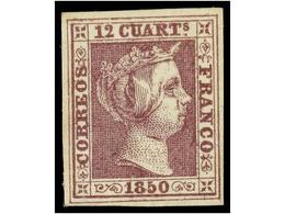 58 (*) ESPAÑA. Ed.2. <B>12 Cuartos</B> Lila. Color Excepcional. PIEZA DE LUJO. Cert. COMEX. Cat. 3.375?. - Andere & Zonder Classificatie