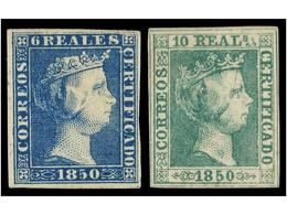 65 (*) ESPAÑA. Ed.4 Y 5. <B>6 Reales</B> Azul Y <B>10 Reales</B> Verde. Bonitos Ejemplares, Sello De 6 Reales Cert. SEMP - Autres & Non Classés