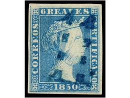 66 ° ESPAÑA. Ed.4. <B>6 Reales </B>azul, Mat. <B>11 LIMADO DE SEVILLA</B> En Azul. LUJO. - Andere & Zonder Classificatie