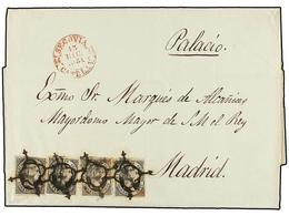 98 ESPAÑA. Ed.6 (4). 1851. SEGOVIA A MADRID. Sobre Dirigido Al Mayordomo Mayor De S.M. El Rey Circulada Con Cuatro Sello - Andere & Zonder Classificatie