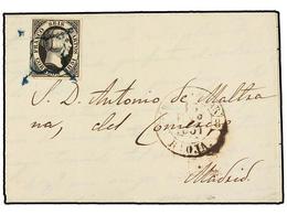 101 ESPAÑA. Ed.6. 1851. MEDINA DEL POMAR A MADRID. <B>6 Cuartos</B> Negro, Mat. <B>ARAÑA AZUL. </B>Muy Bonita. - Andere & Zonder Classificatie