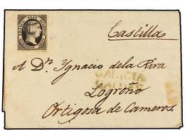 110 ESPAÑA. Ed.6. 1851. CALDAS A ORTIGOSA. <B>6 Cuartos</B> Negro Sin Matasellar, Al Lado Marca Prefilatélica<B> GALICIA - Other & Unclassified