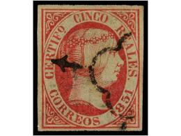 132 ° ESPAÑA. Ed.9. <B>5 Reales</B> Rosa. MAGNÍFICO. Cat. 375?. - Autres & Non Classés