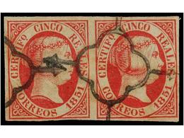 133 ° ESPAÑA. Ed.9 (2). <B>5 Reales</B> Rosa. Pareja Horizontal. PRECIOSA. Cert. GRAUS. Cat. 940?. - Andere & Zonder Classificatie