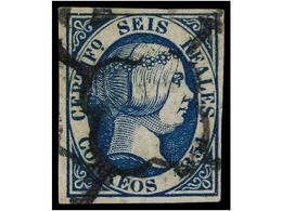 134 ° ESPAÑA. Ed.10. <B>6 Reales</B> Azul. MAGNÍFICO EJEMPLAR. Cert. CEM. Cat. 1.475?. - Andere & Zonder Classificatie