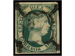 135 ° ESPAÑA. Ed.11. <B>10 Reales</B> Verde. Márgenes Excepcionales. PIEZA DE LUJO. Cert. GRAUS Y EXFIMA. Cat. 720?. - Andere & Zonder Classificatie