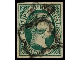 136 ° ESPAÑA. Ed.11. <B>10 Reales</B> Verde. Muy Bonito Ejemplar. Cat. 720?. - Andere & Zonder Classificatie