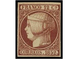 143 (*) ESPAÑA. Ed.13. <B>12 Cuartos</B> Lila. Excelente Color. PIEZA DE LUJO. Cat. 2.800?. - Other & Unclassified