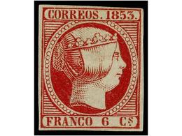 149 (*) ESPAÑA. Ed.17. <B>6 Cuartos</B> Carmín. Muy Bonito Ejemplar. Cert. GRAUS. Cat. 610?. - Autres & Non Classés