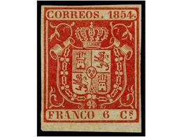 162 * ESPAÑA. Ed.24. <B>6 Cuartos</B> Carmín. MAGNÍFICO EJEMPLAR. Cat. 460?. - Autres & Non Classés