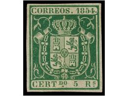 167 (*) ESPAÑA. Ed.26. <B>5 Reales</B> Verde. PIEZA DE LUJO. Cert. GRAUS. Cat. 2.125?. - Other & Unclassified